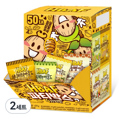 바프 파티박스 아몬드 마늘빵 7g x 10p + 군옥수수맛 10g x 10p + 와사비맛 10g x 10p + 허니버터 10g x 20p 파티박스, 470g, 2세트 470g × 2세트 섬네일