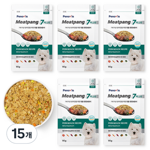 페노비스 강아지 미트팡 세븐플러스 종합케어 화식사료, 돼지, 80g, 15개