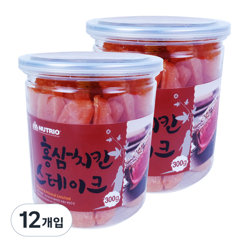 뉴트리오 스테이크 반려견 간식, 홍삼 + 치킨 혼합맛, 300g, 12개