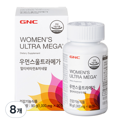 GNC 우먼스 울트라 메가 멀티 비타민앤 미네랄 90정, 8개