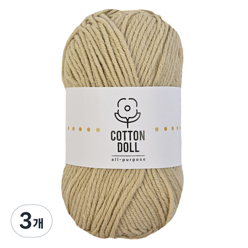 니뜨 코튼돌 뜨개실 50g, 3개, 34 베이지