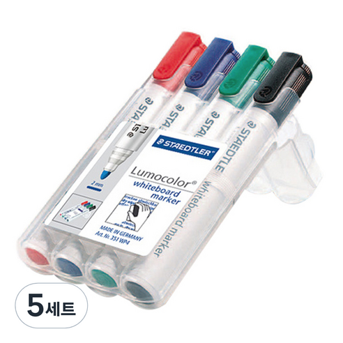 스테들러 화이트보드 마카 351WP4 4색세트, 혼합 색상, 20개