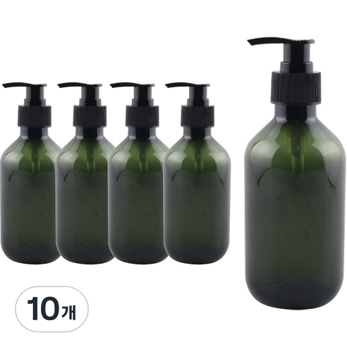펌프 로션 샴푸 공병 용기 300ml, 녹색(용기), 10개