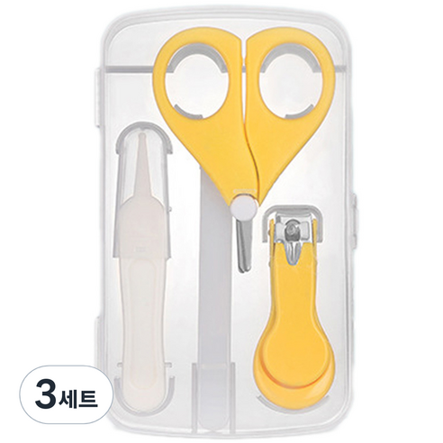 니드잇템 유아용 멀티 손톱깍이 4종 세트, 3세트, 옐로우