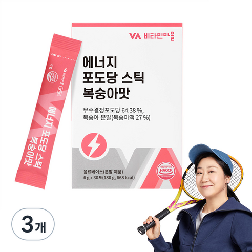비타민마을 에너지 포도당 스틱 복숭아맛 30p, 6g, 30개입, 3개