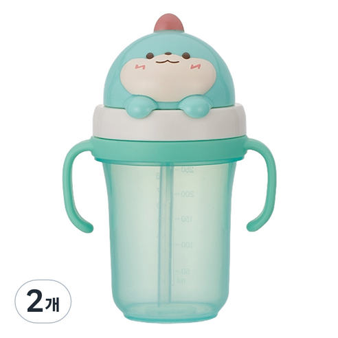에디슨 프렌즈 흘림방지 입체 빨대컵2, 300ml, 2개, 공룡