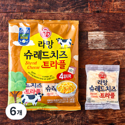 오뚜기 라망 슈레드 치즈 트리플, 70g, 4개입, 6개