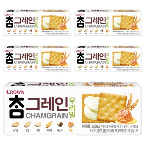 크라운 참그레인 우리밀 과자, 48g, 5개