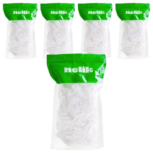 넬릭 퀵 커버 일회용 다용도 비닐 헤어 캡 100p, 투명, 5개