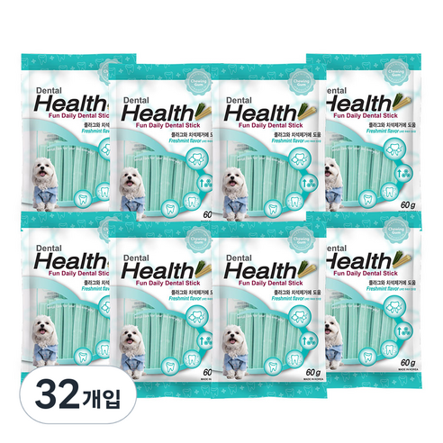 덴탈헬스 펀 데일리 애견껌, 민트맛, 60g, 32개