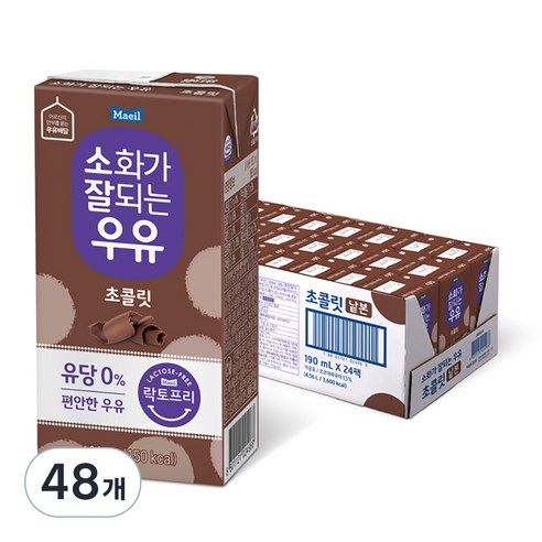 소화가잘되는우유 초콜릿, 190ml, 48개