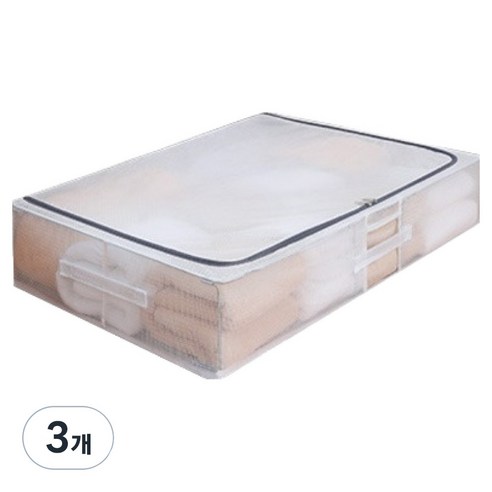 디오셀 다용도 틈새수납 언더베드 리빙박스 중형, 3개, 화이트