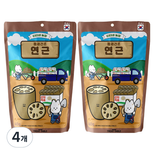 트릿테이블 강아지 티티네 농장 야채 동결건조 간식, 40g, 4개, 연근