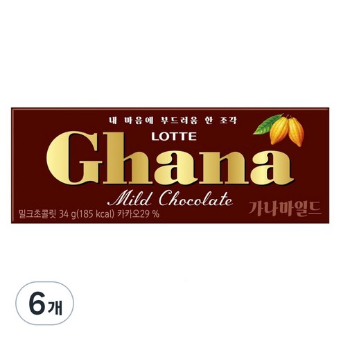 롯데 가나마일드 초콜릿, 102g, 2개