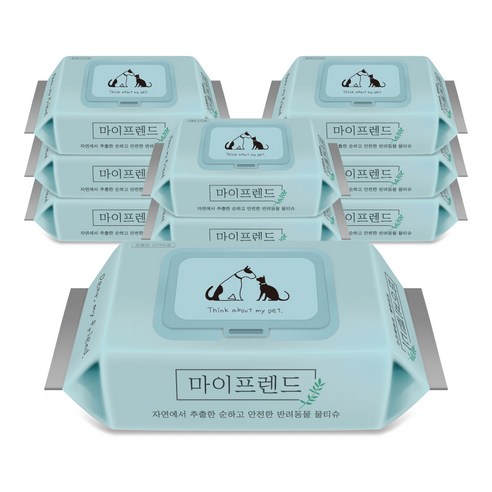 마이프렌드 반려동물 안심 물티슈, 60개입, 9팩