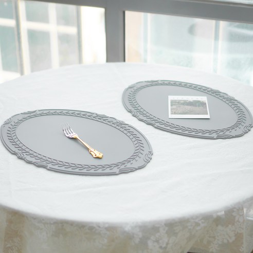 시라쿠스 로렐 실리콘 매트 2p, 연그레이, 43 x 30 cm