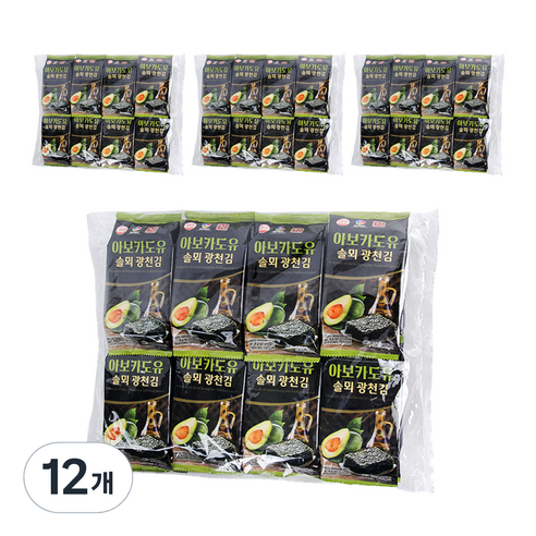 더국민 아보카도유 솔뫼 광천김 16p, 12개, 64g
