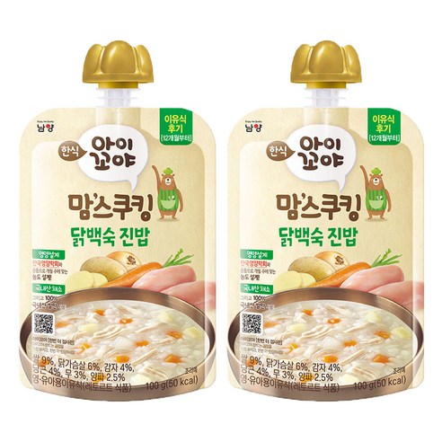 아이꼬야 맘스쿠킹 레토르트 이유식 100g, 닭백숙 진밥, 2개