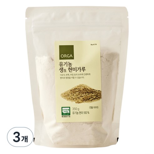 올가홀푸드 유기 현미가루, 300g, 3개