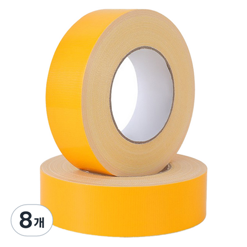 마다꾸미 컬러 폭 넓은 면 청테이프 8cm x 20m, 09 노랑, 8개