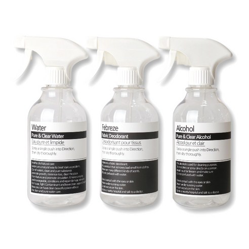 로맨틱노벰버 화이트건 분무기 투명 520ml 3p 세트, 라벨2화이트, 1세트