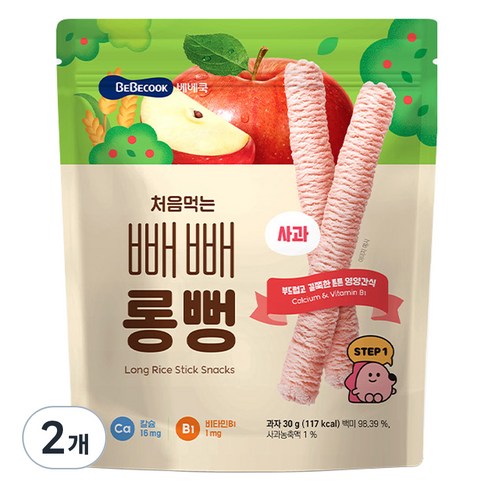 베베쿡 처음먹는 빼빼롱뻥 30g, 사과, 2개