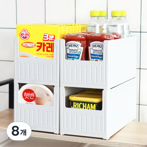 팬물산 팬트리 수납 정리함, 그레이, 8개