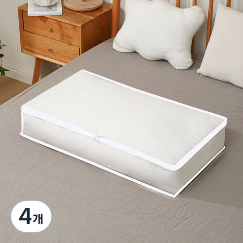 메이크마인 가정용 방진 방수 PVC 이불 수납 파우치 리빙 정리함, 화이트, 105 x 45 x 15 cm, 4개