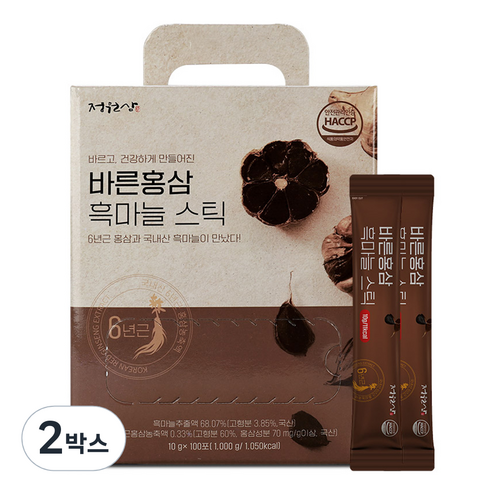 정원삼 바른홍삼 흑마늘 스틱 100p, 1kg, 2박스