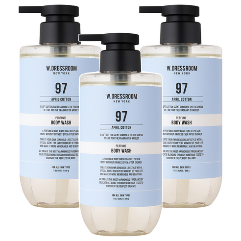 더블유드레스룸 퍼퓸 바디워시 97 에이프릴코튼, 500g, 3개