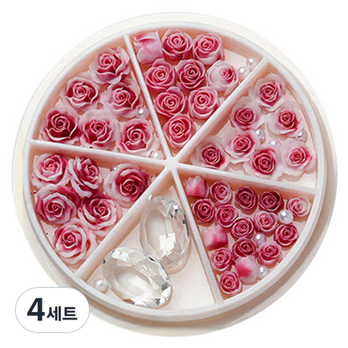 플라워 믹스스톤 네일파츠 세트 KN-P107, 혼합색상(KN-P1075), 4세트