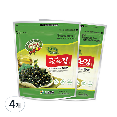 광천김 올리브 녹차 볶음 돌자반, 4개, 70g