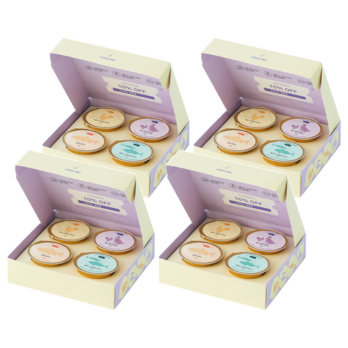 동원아르르 고양이 사르르 미니캔 버라이어티팩 30g x 4종 세트, 혼합맛(치킨/치킨간, 닭/오리, 참치/고등어), 연어, 4세트