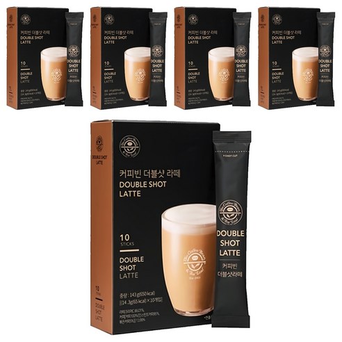 커피빈 더블샷 라떼, 14.3g, 10개입, 5개