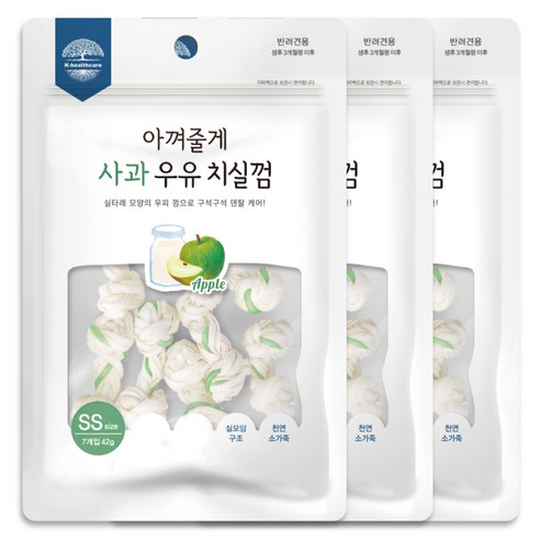 굿데이 아껴줄게 강아지 치실껌 SS 7p, 사과 우유, 42g, 3개