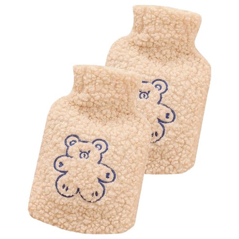 퀵살림 방한 귀여운 보온 물주머니 10 살구 비스킷 곰 1000ml, 2개