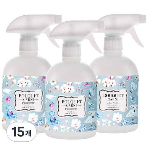 부케가르니 섬유탈취제 베이비파우더, 500ml, 15개