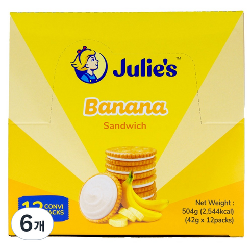 줄리스 바나나 샌드위치 과자 12p, 504g, 6개