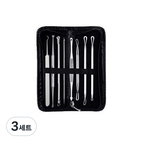 스테인리스 피지압출기 파우치 8종 세트, 혼합 색상, 3세트