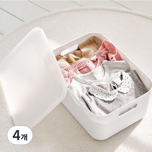 룸앤홈 애니 팬트리 수납박스, 화이트, M(260 x 365 x 160 mm), 4개