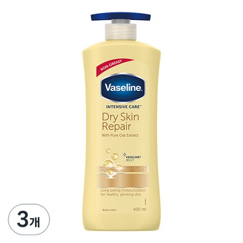 바세린 인텐시브 케어 드라이 스킨 리페어 로션, 400ml, 3개