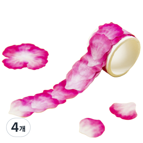푸트로랩 콜라주 꽃잎 쌓인 테이프 30 x 30 mm 80p, 딥핑크, 4개