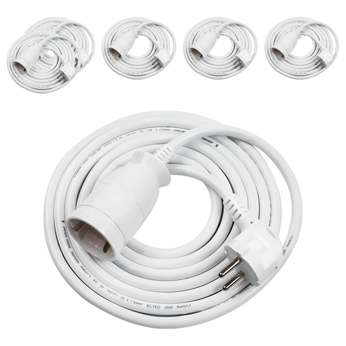 원스탑 고용량 연장코드선 1구 16A, 1m, 화이트, 6개