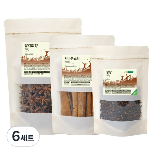 자연지인 뱅쇼재료 세트 시나몬스틱 100g + 정향 80g + 팔각향 80g, 260g, 6세트