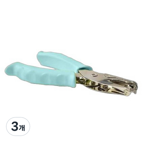 마다꾸미 컬러 핸드 1공 펀치 3mm, 파스텔민트, 3개