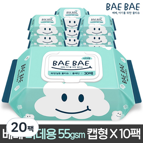 BAEBAE 베베 아기물티슈 물티슈 비데용 55gsm캡형, 30매, 20팩
