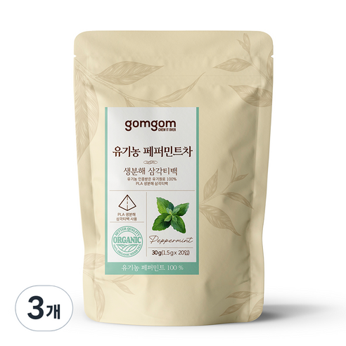 곰곰 유기농 페퍼민트차, 1.5g, 20개입, 3개