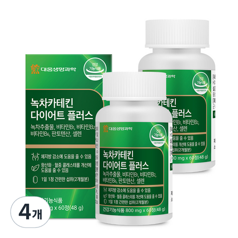 대웅생명과학 녹차카테킨 다이어트 플러스 48g, 60정, 4개