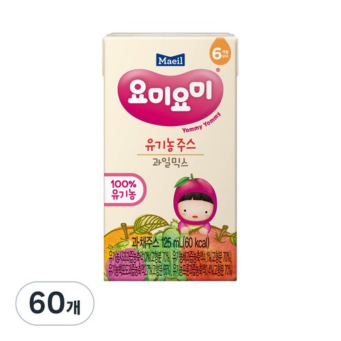 요미요미 유기농 주스 125ml, 60개, 과일믹스