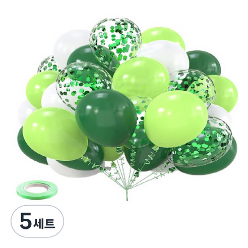 만들하비 컨페티 풍선 세트, 그린, 5세트